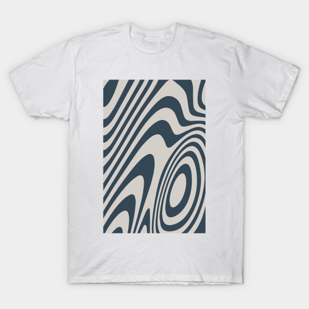 Blue Grey Zebra Grooves Abstract Pattern Art T-Shirt by love-fi